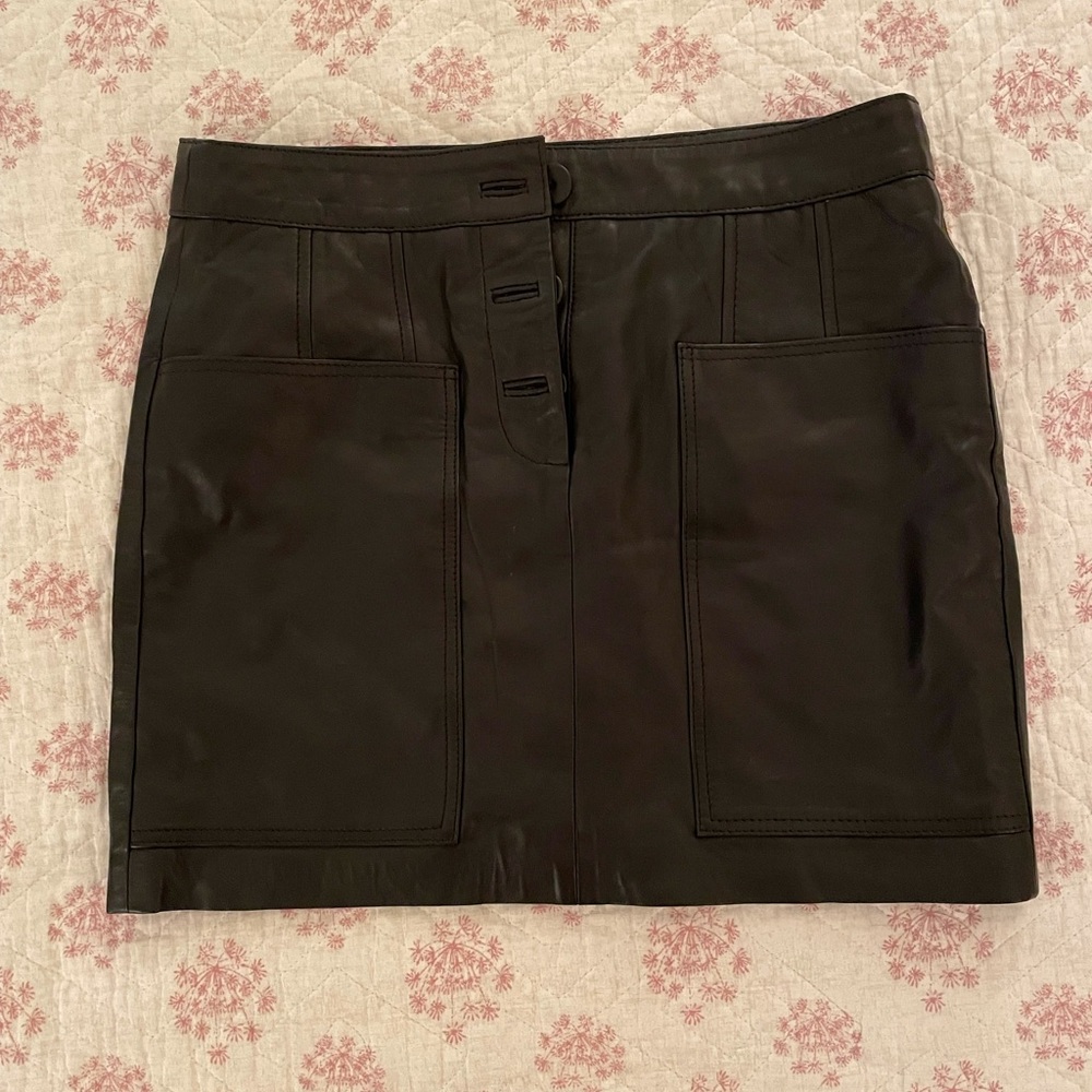 Mango 100% Leather miniskirt—XS